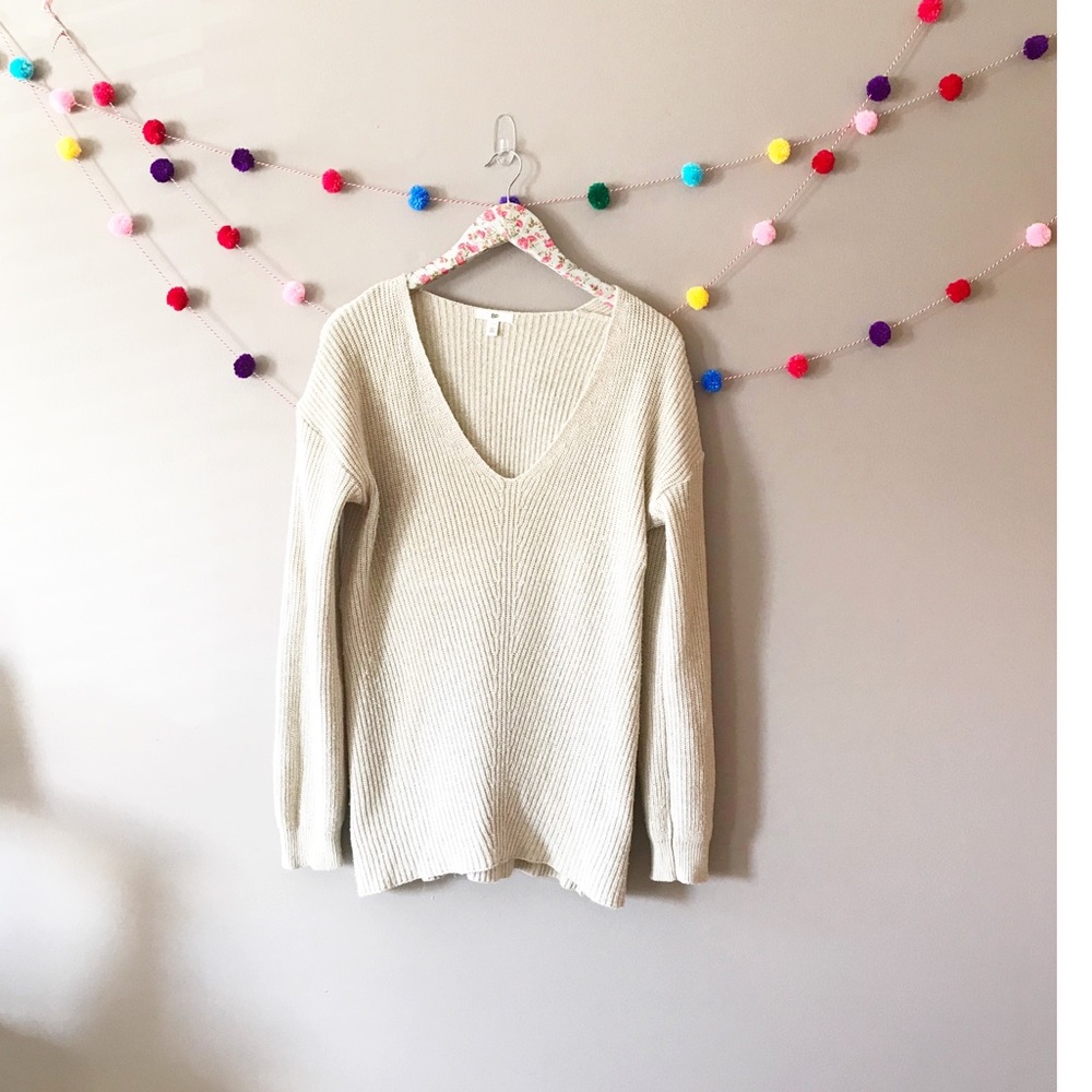BP v-neck cream tunic sweater